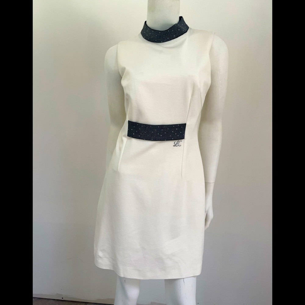 Via Delle Perle VDP Woman  cocktail dress made in Italy SZ 42 ivory Fab !!!